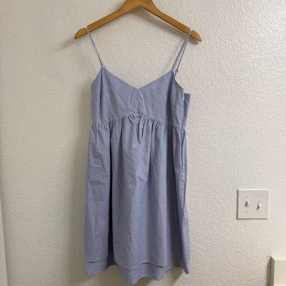DEREK LAM 10 CROSBY COTTON WHITE BLUE TIE RUFFLE DRESS SIZE 4